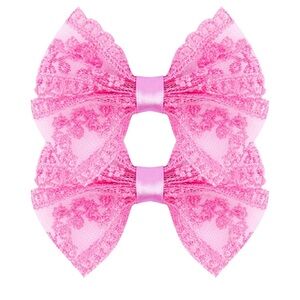 Charming Pink Lace Hair Bows for Kids